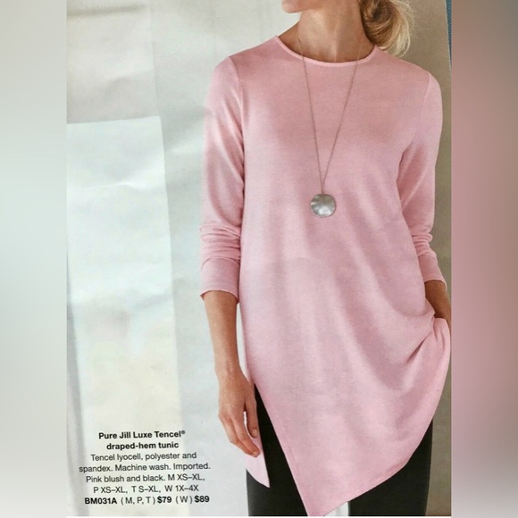 J.Jill Purejill Luxe Tencel Hi-Low
Asymmetrical Pink Blush Tunic Top - Picture 3 of 12
